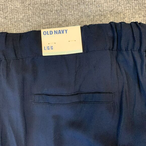 Old Navy Pixie Pants Womens L Large Navy Blue Tuxedo Stripe Ankle Crop Drawcord - Picture 11 of 16